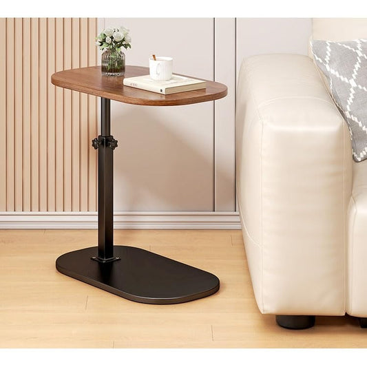 C-Shaped Adjustable Side Table with 360° Swivel Top