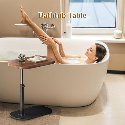 C-Shaped Adjustable Side Table with 360° Swivel Top